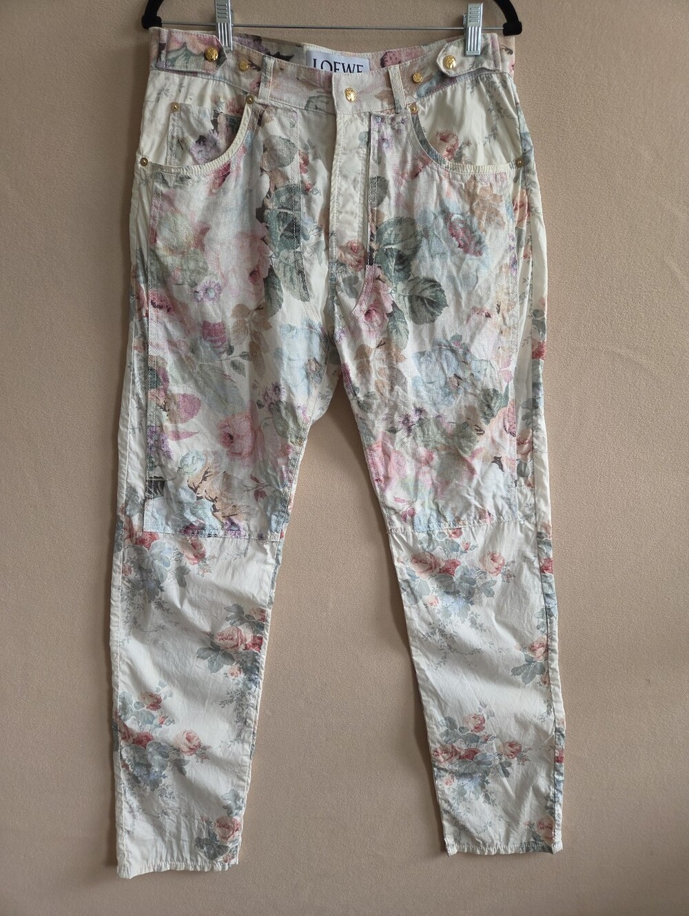 Loewe Floral Print Linen Cotton Pants Size 48 (XL)